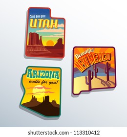Southwest United States Arizona New Mexico Utah vector  illustrations designs
