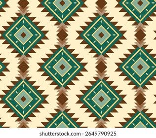 Southwest western design shapes in a seamless repeat pattern - Vector Illustration