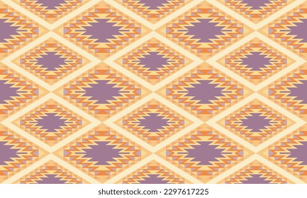 Southwest western design style in a grid seamless repeat pattern - Vector Illustration