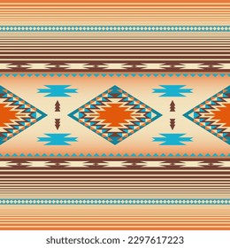 Southwest western design style in a seamless repeat pattern - Vector Illustration