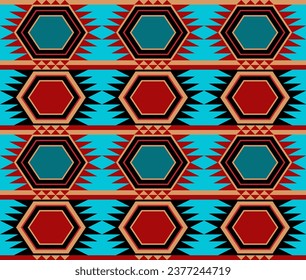 Southwest western design style in a seamless repeat pattern - Vector Illustration