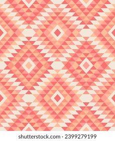 Southwestern Aztec diamonds kilim, colorful geometrics, pastel peach