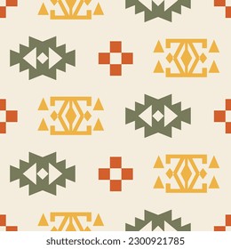 Southwestern Aztec Seamless Pattern. Navajo Decorative Repeat Background. Native American Print Ethnic Vector Illustration