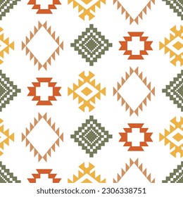 Southwestern Aztec Seamless Pattern. Navajo Decorative Repeat Background. Native American Print Ethnic Vector Illustration