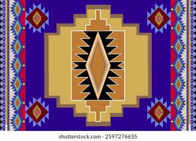 Southwestern boho vector seamless pattern. Native American-inspired geometric decor. Ethnic woven carpet illustration. Tribal textile design. Mexican rug ornament style.