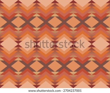 A Southwestern design in a seamless repeat pattern of diamond and triangle shapes in a illustration vector.