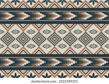 Southwestern Geometric Aztec Pattern with Diamond and Chevron Motifs
