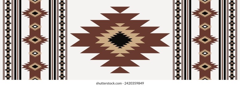 Southwestern geometric rug pattern. Vector Aztec Navajo geometric stripes seamless pattern. Ethnic southwest geometric pattern use for area rugs, carpet, tapestry, tablecloth, table runner, cushion.
