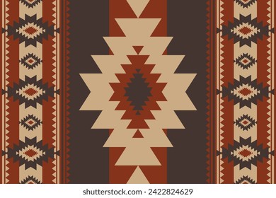 Southwestern Navajo geometric stripes pattern. Vector aztec southwest geometric shape seamless pattern rustic bohemian style. Ethnic southwest pattern use for textile, carpet, cushion, upholstery, etc