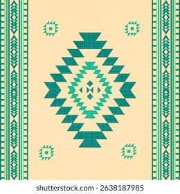 Southwestern Navajo Rug with Geometric Diamond Pattern