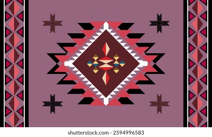 Southwestern Tribal Rug Pattern, Native American Geometric Design, Bohemian Rug  Unique Southwestern Tribal Rug Pattern with Bold Colors, High Quality Southwestern Tribal 