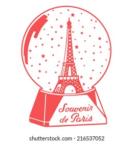 Souvenir de Paris  / Paris memories / vector icon of tour eiffel in a snow globe / vector icon