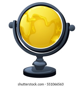A souvenir in the form of a Golden globe isolated on a white background. The Eastern hemisphere of planet Earth with the Indian ocean. Vector illustration close-up.