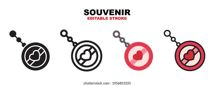 Souvenir icon set with different styles. Icons designed in filled, outline, flat, glyph and line colored. Editable stroke and pixel perfect. Can be used for web, mobile, ui and more.