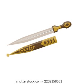 Souvenir knife. Symbol of Georgia vector illustration. Ornament with Georgian dagger isolated on white background. Traveling, culture concept