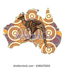 souvenir map of Australia mural aboriginal kangaroo