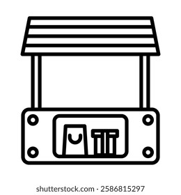 Souvenir Stall Vector Line Icon Design