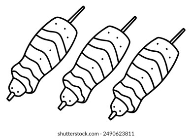 Souvlaki Line Art Artistic Drawing