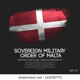 Sovereign Military Order of Malta Flag Made of Glitter Sparkle Brush Paint Vector
