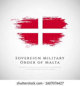 Sovereign Military Order of Malta flag made in brush stroke background. Creative Sovereign Military Order of Malta national country flag icon. Abstract painted grunge style brush flag background.