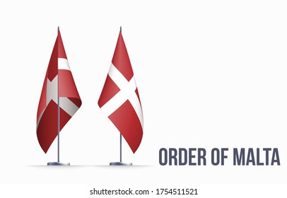 Sovereign Military Order of Malta flag state symbol national banner. Greeting card National Independence Day Sovereign Military Hospitaller Order. Illustration banner with realistic state flag of SMOM