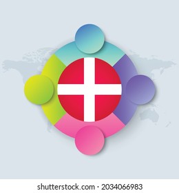 Sovereign Military Order of Malta Flag with Infographic Design isolated on World map. Vector illustration.