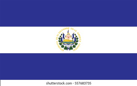 Sovereign state flag of country of El Salvador in official colors.