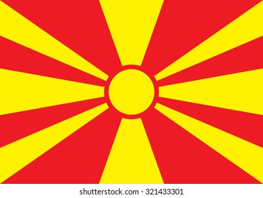 Sovereign state flag of country of Macedonia in official colors. Vector illustration