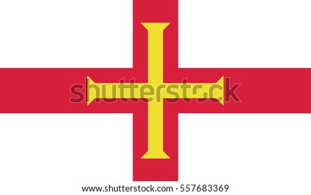 Sovereign state flag of dependent country of Guernsey in official colors.