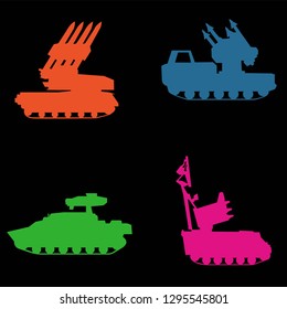 Soviet and American anti-aircraft missile systems ornament in acid style  - vector