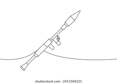 Sowjetische Anti-Panzer Granatwerfer eine Linie kontinuierliche Zeichnung. Verschiedene moderne Waffen dauernd eine Zeile Illustration. Lineare Vektorgrafik.