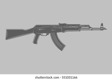 Soviet assault rifle vector illustration. Black/transparrent