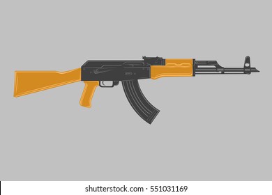Soviet assault rifle vector illustration. Coloured