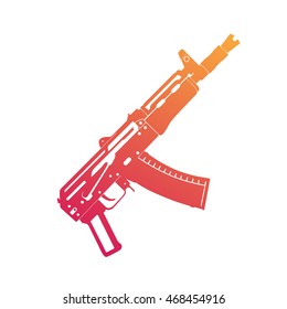 Soviet automatic gun, shortened assault rifle on white