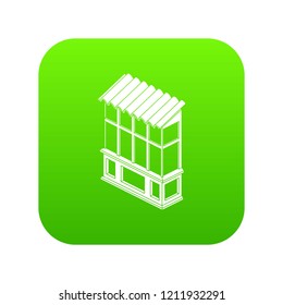 Soviet balcony icon green vector isolated on white background
