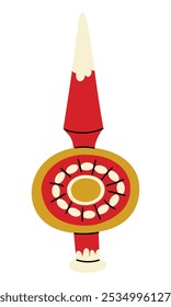 Soviet Christmas tree toy. glass toy in the form of an icicle as a tip for a Christmas tree. Cute illustration in vintage colors. Festive decor items for New Year, Christmas holidays that can be hung