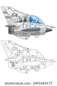 Sowjetische Kampfflugzeuge. Kämpfer. Isoliert auf weißem Hintergrund. Vektorillustration.