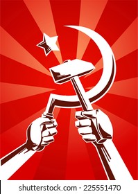 Soviet communist hammer and sickle illustration