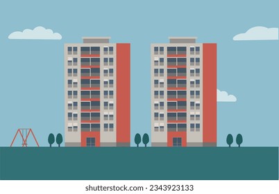 Soviet Eastern European panel buildings with swing