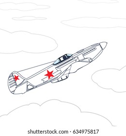 Soviet Fighting Aircraft Picture Coloring Vector Stock Vector (Royalty ...