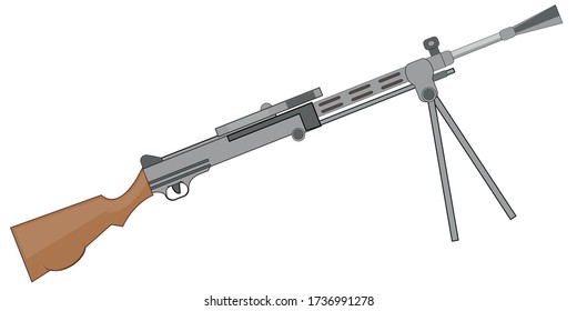 Sowjetische Maschinengewehr auf weißem Hintergrund ist isoliert