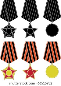 soviet orders and medal. stencil. vector illustration