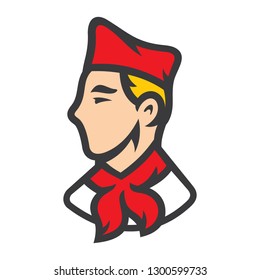 Soviet pioneer sign. Youth patriotic movement. Vector Illustration.