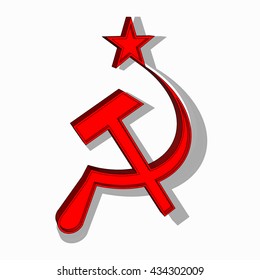 Soviet red star, hammer and sickle. Vector illustration on a white background.