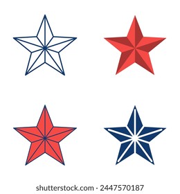 Icono de estrella roja soviética ambientado en estilo plano y línea. Ilustración vectorial
