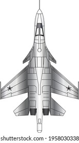 Soviet Russian multi-functional supersonic fighter-bomber, designed to strike with aircraft weapons of destruction. Vector image.