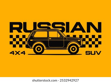 Soviet and Russian SUV 4x4 car vector illustration.