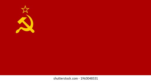 Soviet sickle and hammer on red, communist USSR flag
