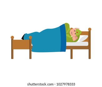 Soviet soldier sleeping on bed. Retro Russian warrior asleep. dormant Military in Russia. Illustration for 23 February. Defender of Fatherland Day. Army holiday for Russian Federation
