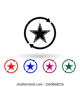 The soviet star in the circle with the arrow multi color icon. Simple glyph, flat vector of communism capitalism icons for ui and ux, website or mobile application